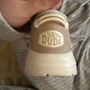 Hey Dude Cream and Tan Casual Slip-On Sneaker